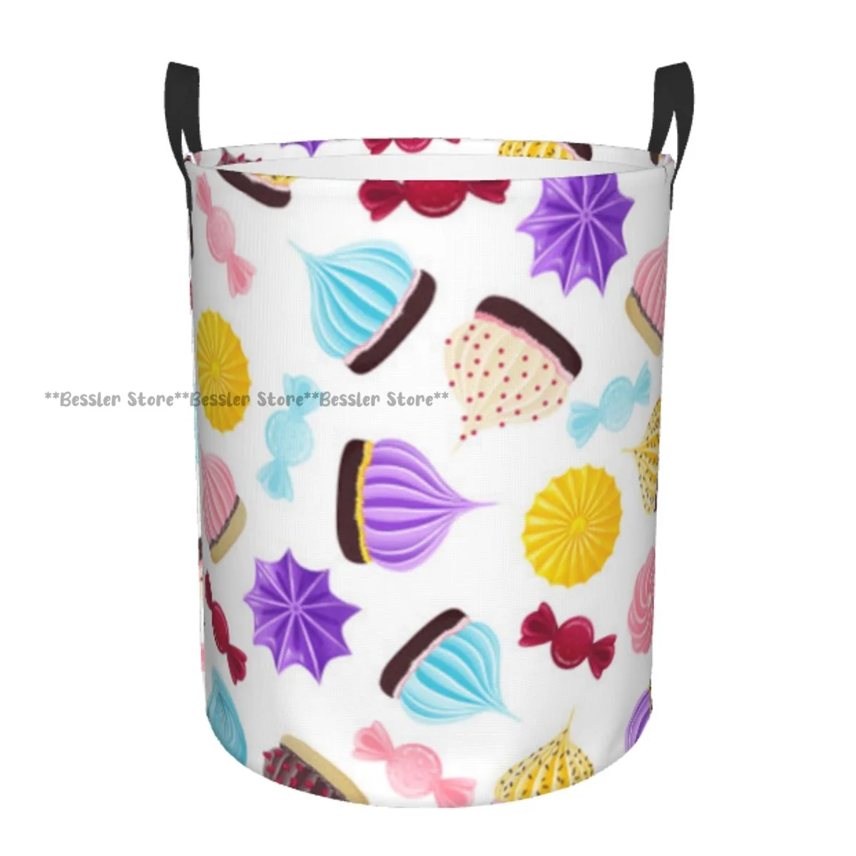 

Foldable Laundry Basket for Dirty Clothes Colored Swirls Of Meringue And Cream Storage Hamper