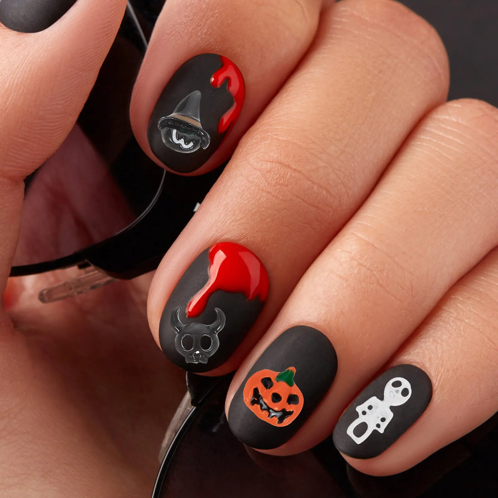 

30 шт. аксессуаров для дизайна ногтей, украшения для женщин, наклейки для маникюра, декоративные элементы, тематика Хэллоуин, из прочного сплава, долговечные, для длительного использования