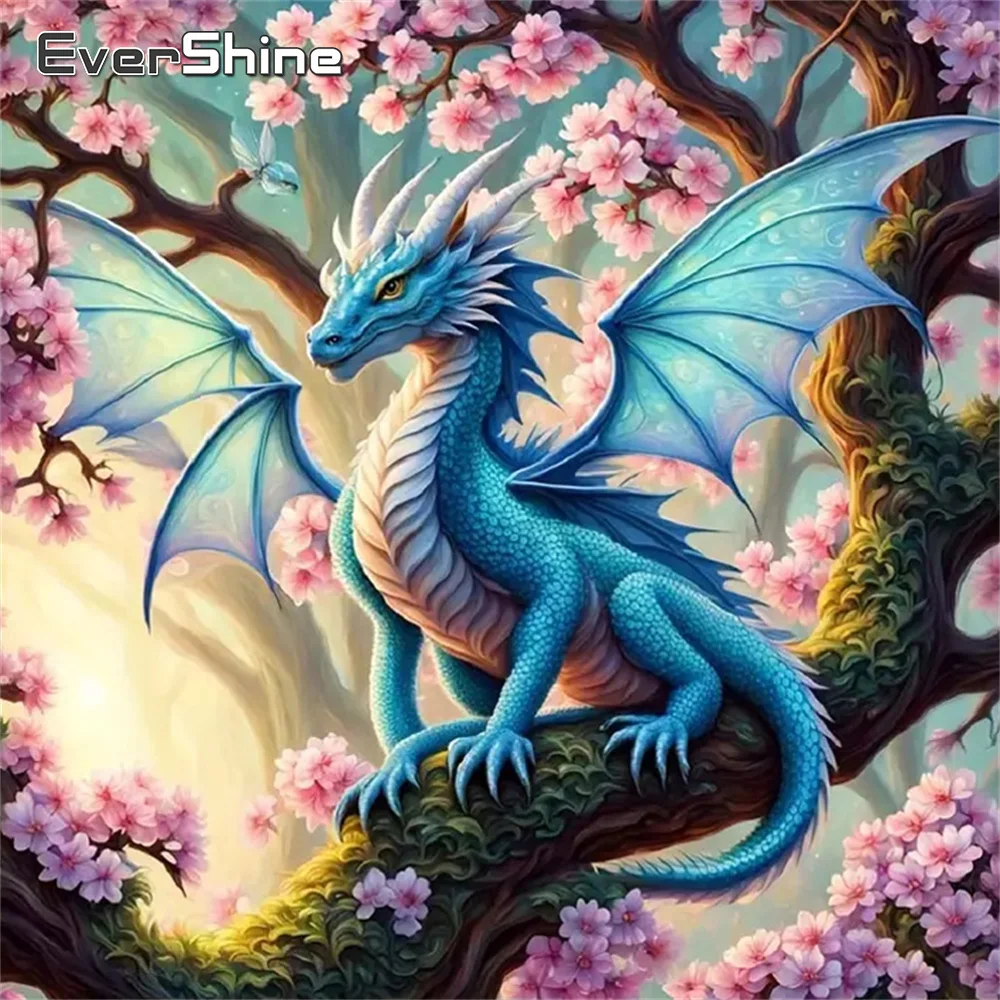 Evershine Voll Platz Runde DIY Diamant Stickerei Dinosaurier Tier Malerei Blume Neue Ankunft Mosaik Blume Kind Geschenk