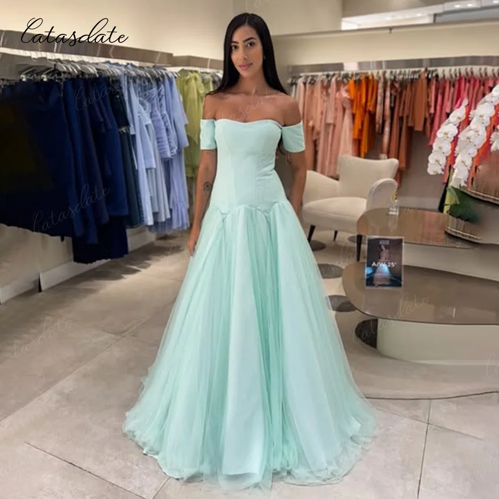 Catasdate une ligne robe de bal épaules dénudées robes d'occasion formelles pour les femmes robe de soirée de mariage vestidos de fiesta personnalisé