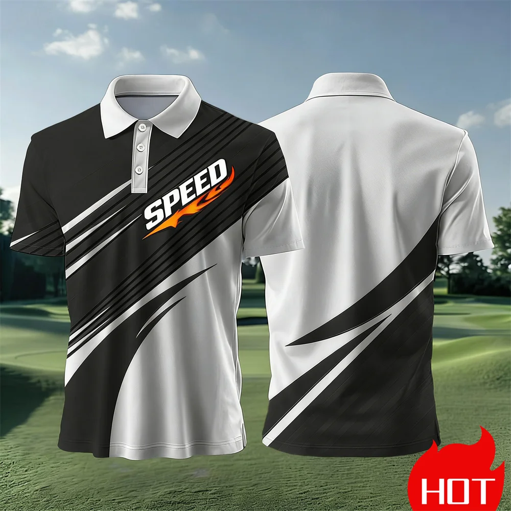 Summer Stripe Polo Shirt Men's Golf Polo Outdoor Sports Breathable T-shirt Outdoor Running Shirts For Man Mens Y2k Clothing Tops