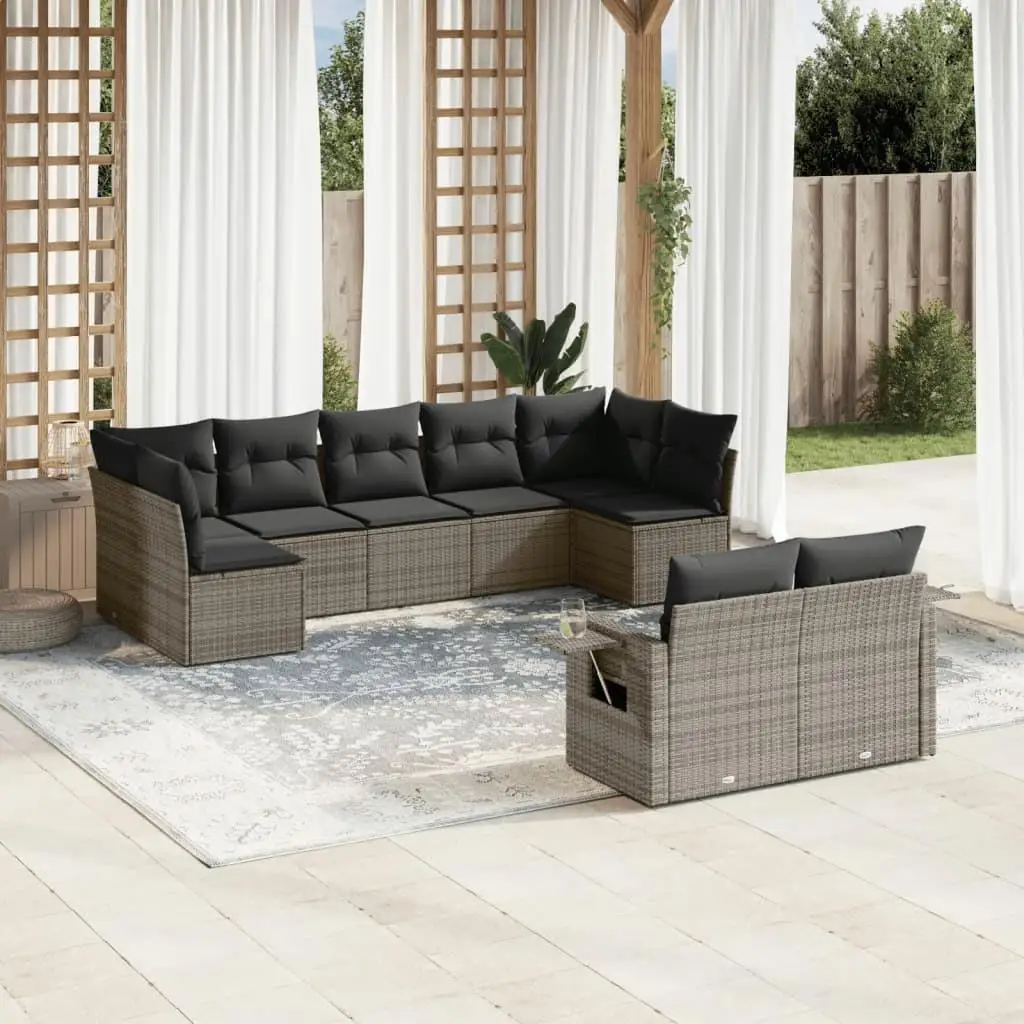 

Garden Sofa Set Grey with Dark Grey Cushions Outdoor Furniture Comfortable Seating for Patio Deck or Balcony