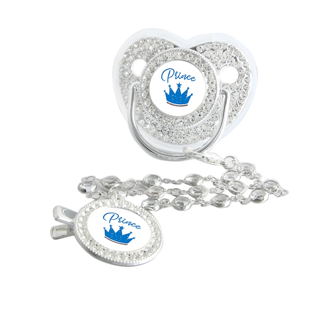 Bling Bling Prinzessin Schnuller mit Edelstein Luxus Entwöhnung Schnuller Baby Nippel mit Kette Clip Neugeborenen Prinz Baby Schnuller Schnuller