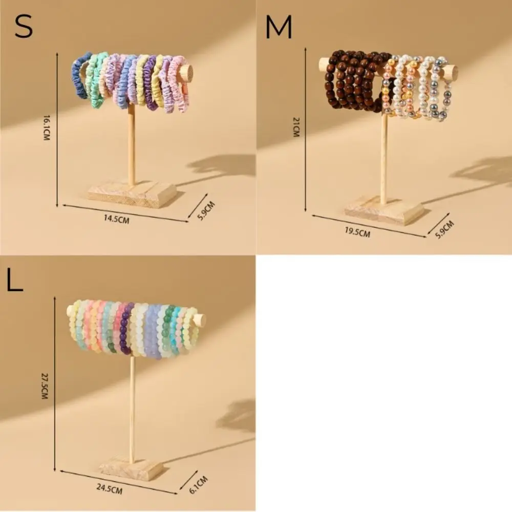 Portátil de madeira maciça jóias expositor mesa t-bar pulseira suporte faixa de cabelo jóias armazenamento pulseira rack de armazenamento casa