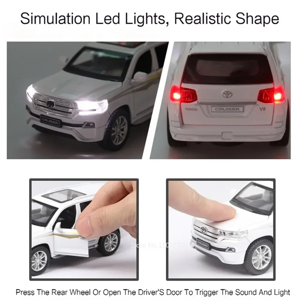 1:32 ランドクルーザー アルファード おもちゃ モデルカー ダイキャスト合金車両 ゴムタイヤ 6ドア開閉 サウンドライト プルバック式 おもちゃ コレクション