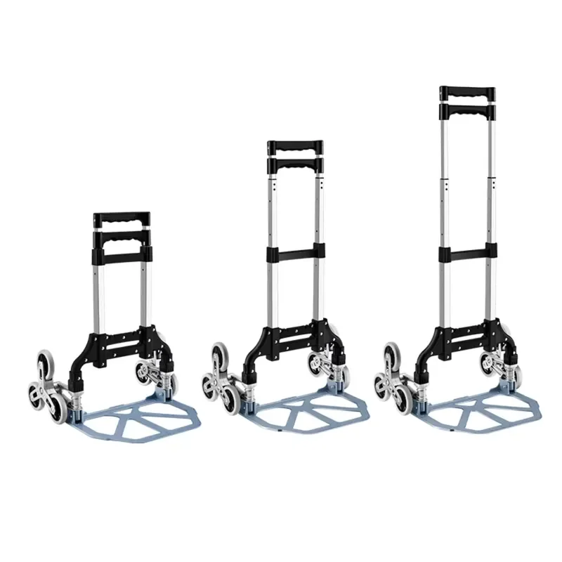 Aluminum Hand Truck 154 lb Capacity Heavy Duty Two-Wheeled TPR Wheels Folding Type Stair Climbing Cart Convertible Dolly