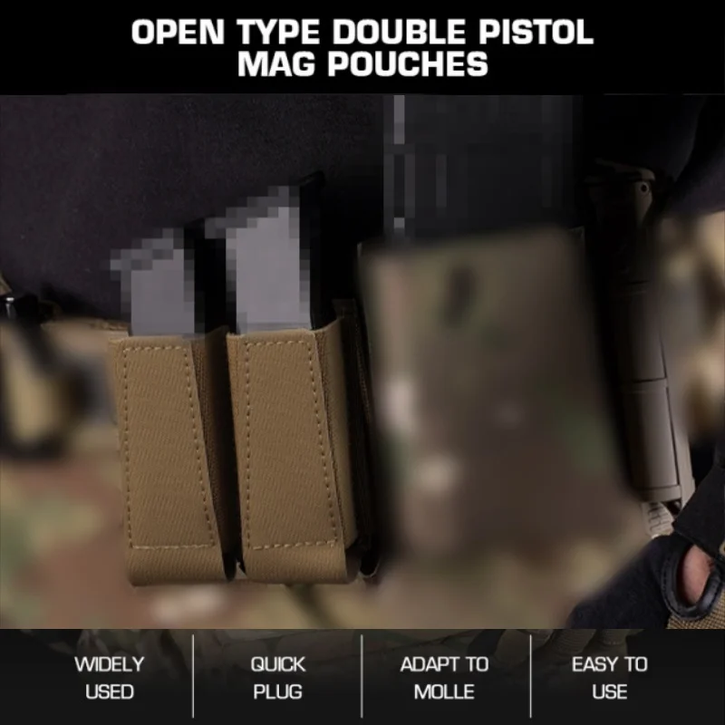 Open type mag-zakjes met dubbel pistool |   MOLLE-compatibel platform |   voor wandelen Airsoft- en bereikuitrusting