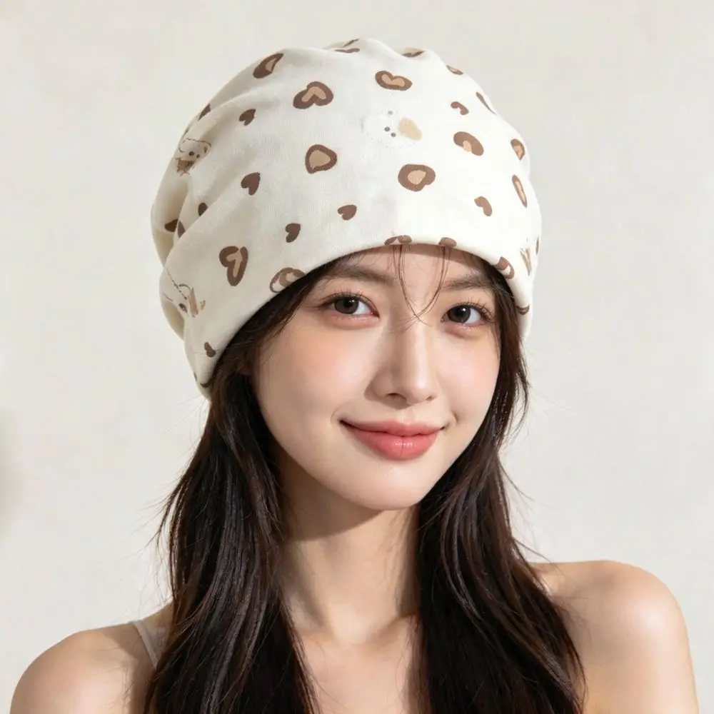 Breathable Cotton Nursing Cap Cute Rabbit Pattern Bonnet Soft Warm Postpartum Headwear Windproof Elastic Sleep Hat For Mom