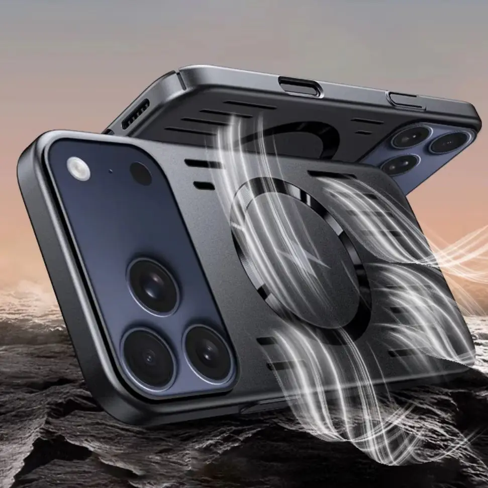 Hard Metal Heat Dissipation Magnetic Phone Case for IPhone 17 Air 16 15 14 13 12 Pro Max for Magsafe Wireless Charging Cover - view 2