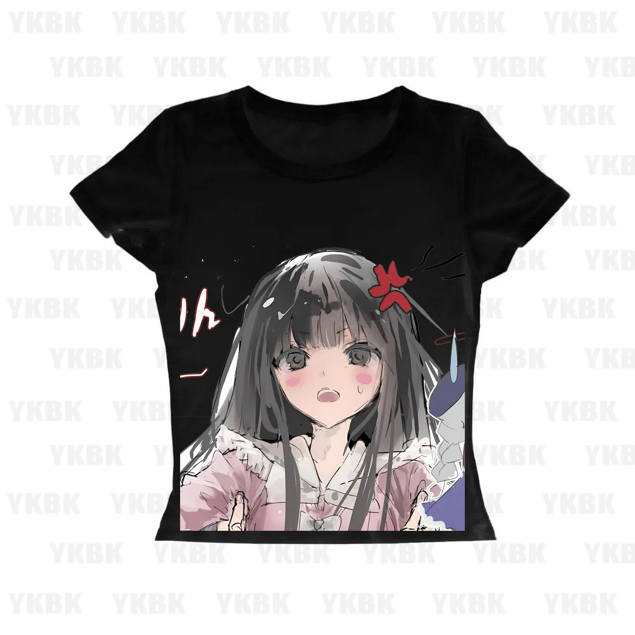 Y2k Women 90s Kpop Goth Baby Tees Vintage Goth Anime Girl printing Emo Clothes Clothing Baby Tees Tops Women's T-shirts Harajuku