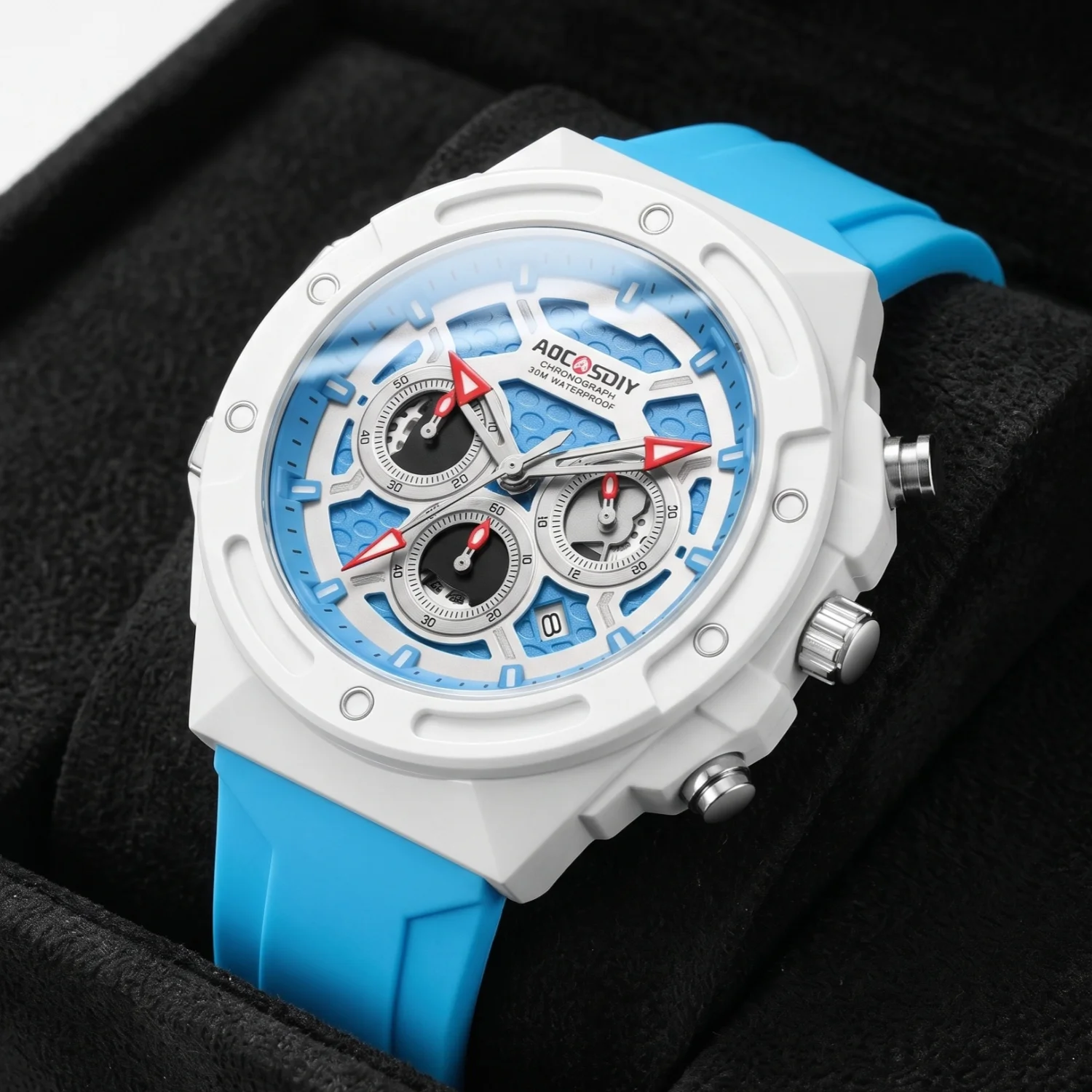 AOCASDIY Men's Sports Quartz Watch, Hollow Frame Dial, Calendar Window, Fashionable Outdoor Leisure Men's Birthday Gift