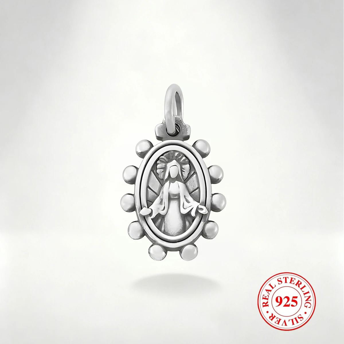 

1 PC S925 Sterling Silver Madonna Pendant, Fashionable Vintage DIY Pendant, for DIY Necklace and Bracelet Decorations