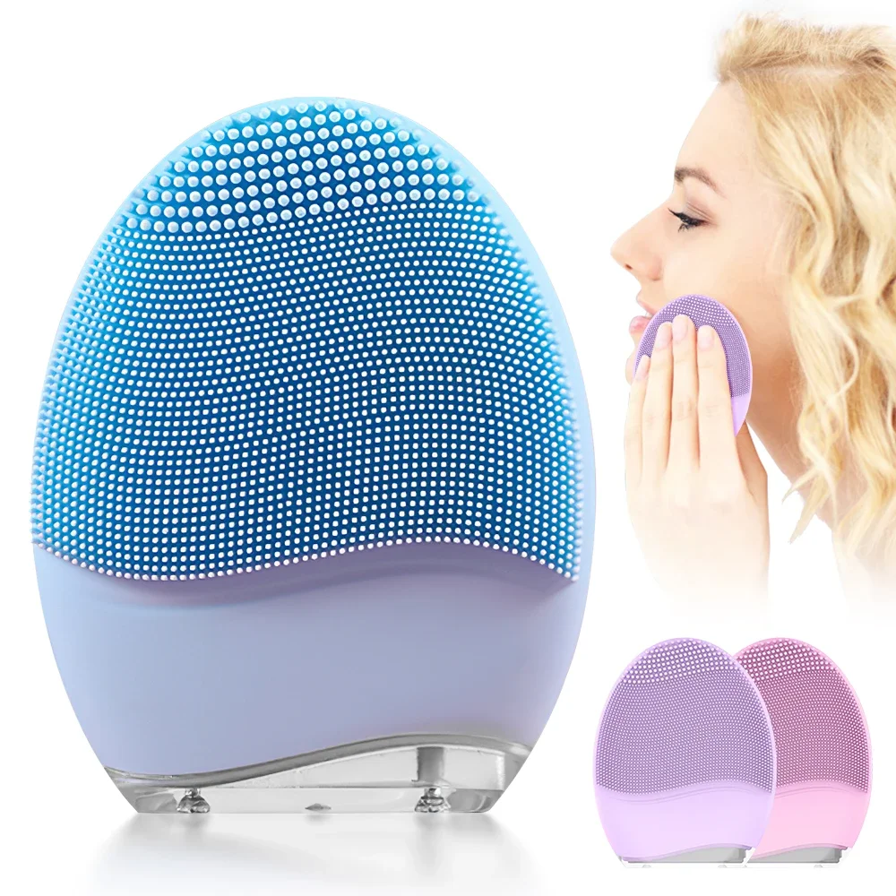 Mini Electric Facial Cleansing Brush Silicone Sonic Face Cleaner Deep Pore Cleaning Skin Massager Face Cleansing Brush Device