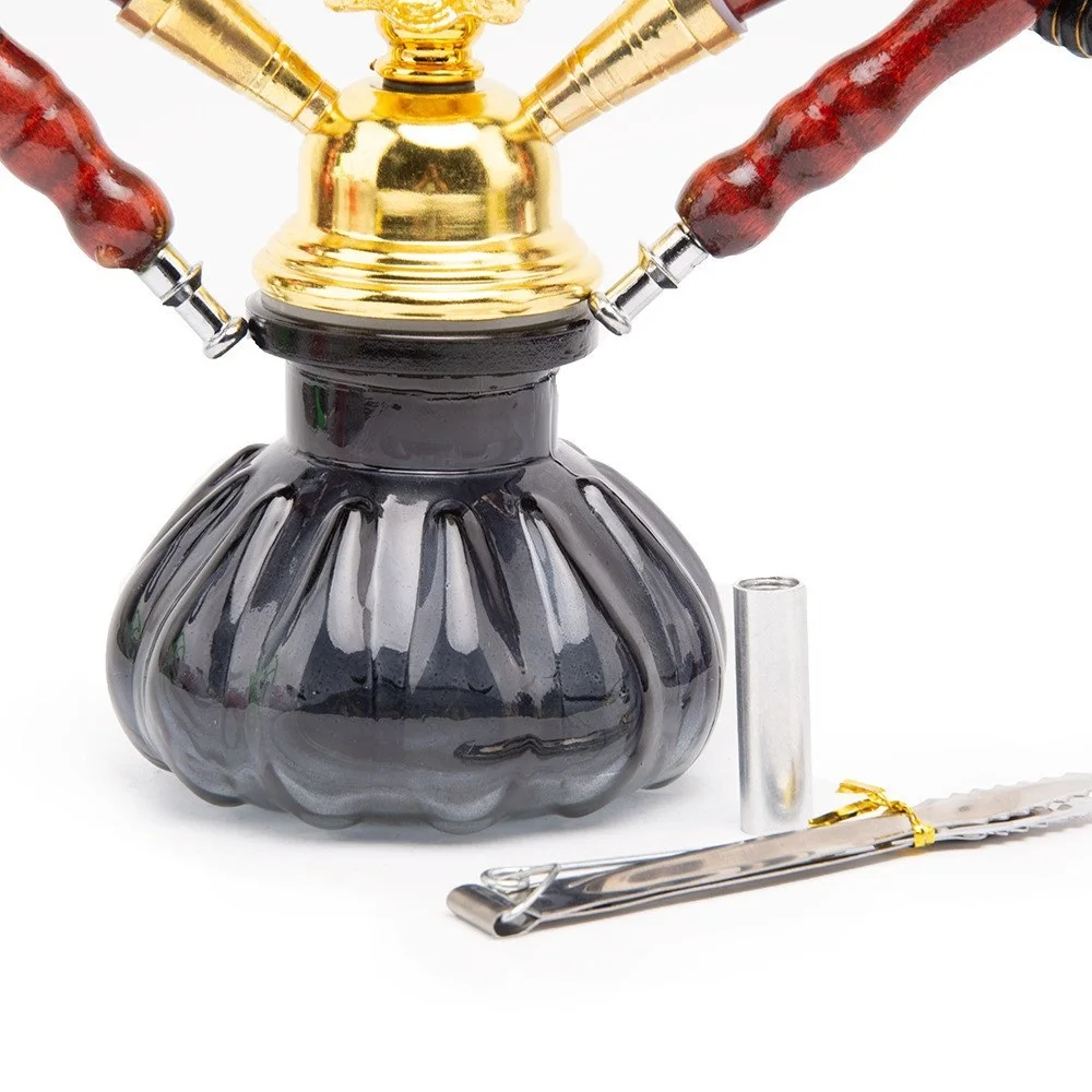 Small Double Barrel Hookah Kit, Portable Design, Double Barrel Filtration