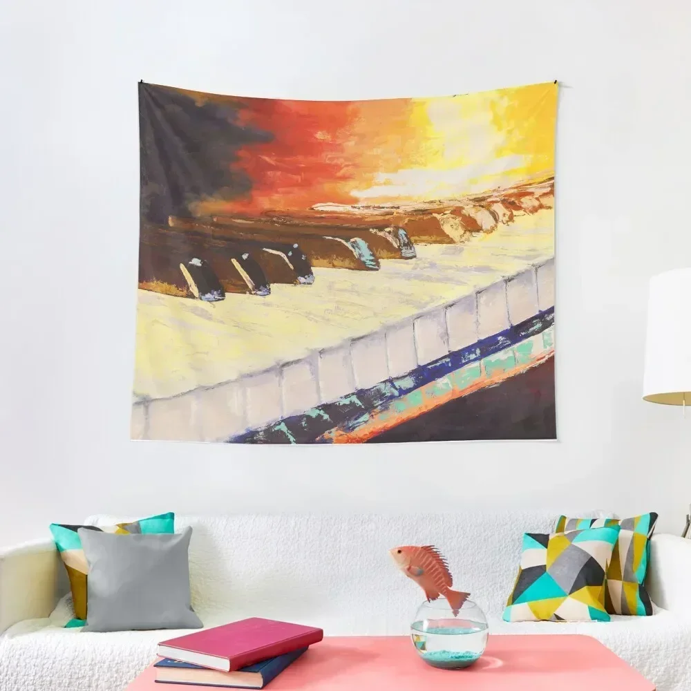 Sunset Piano Tapestry Room Aesthetic Room Decorations Decorative Paintings Room Decoration Korean Style Tapestry