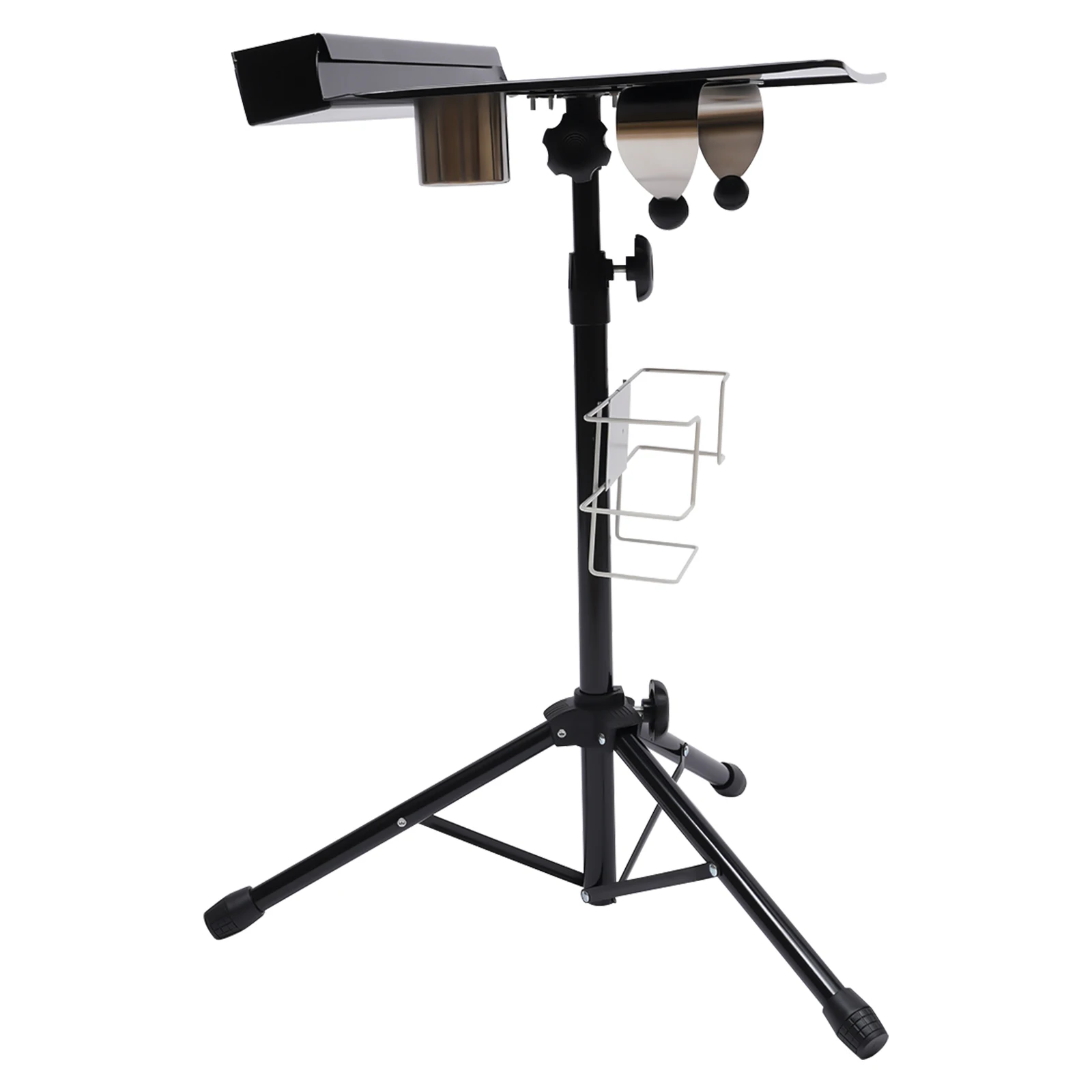 Portable Tattoo Workbench Stand Salon Tattoo Table Work-Station Tray Mobile Height Adjustable W/Retractable Tripod&Colorant Box