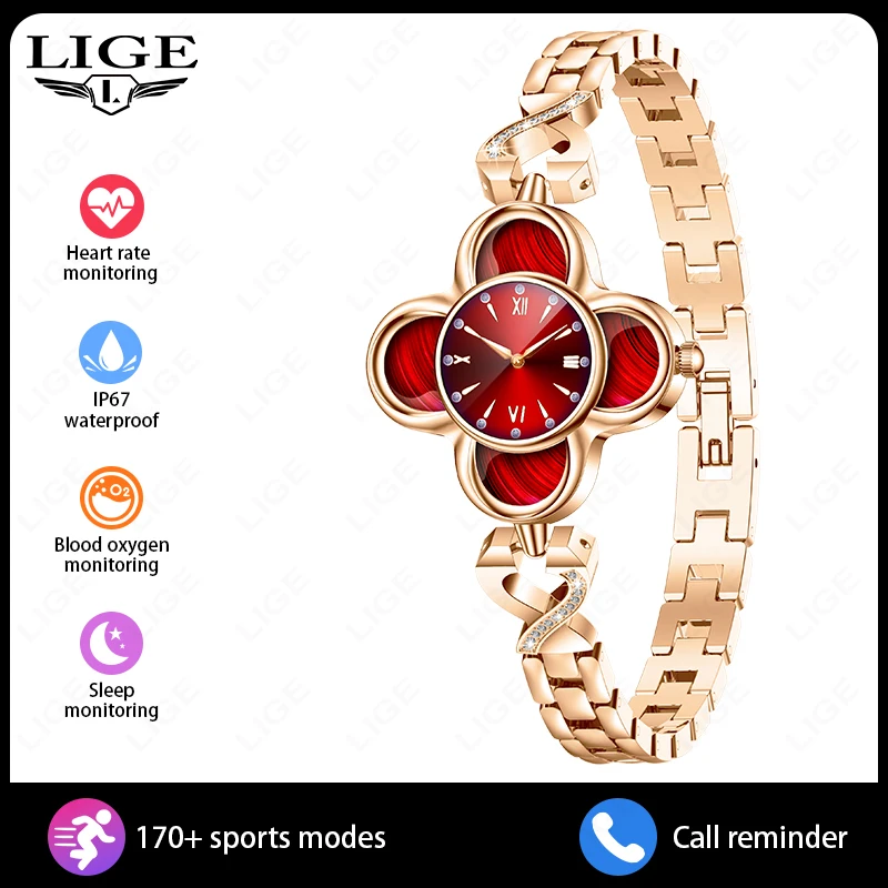

LIGE 2025 AI Смарт-часы Смарт-часы с ремешком для женщин с пульсометром и крови Водонепроницаемый подключенный умный браслет Спортивные часы с фитнес-трекером