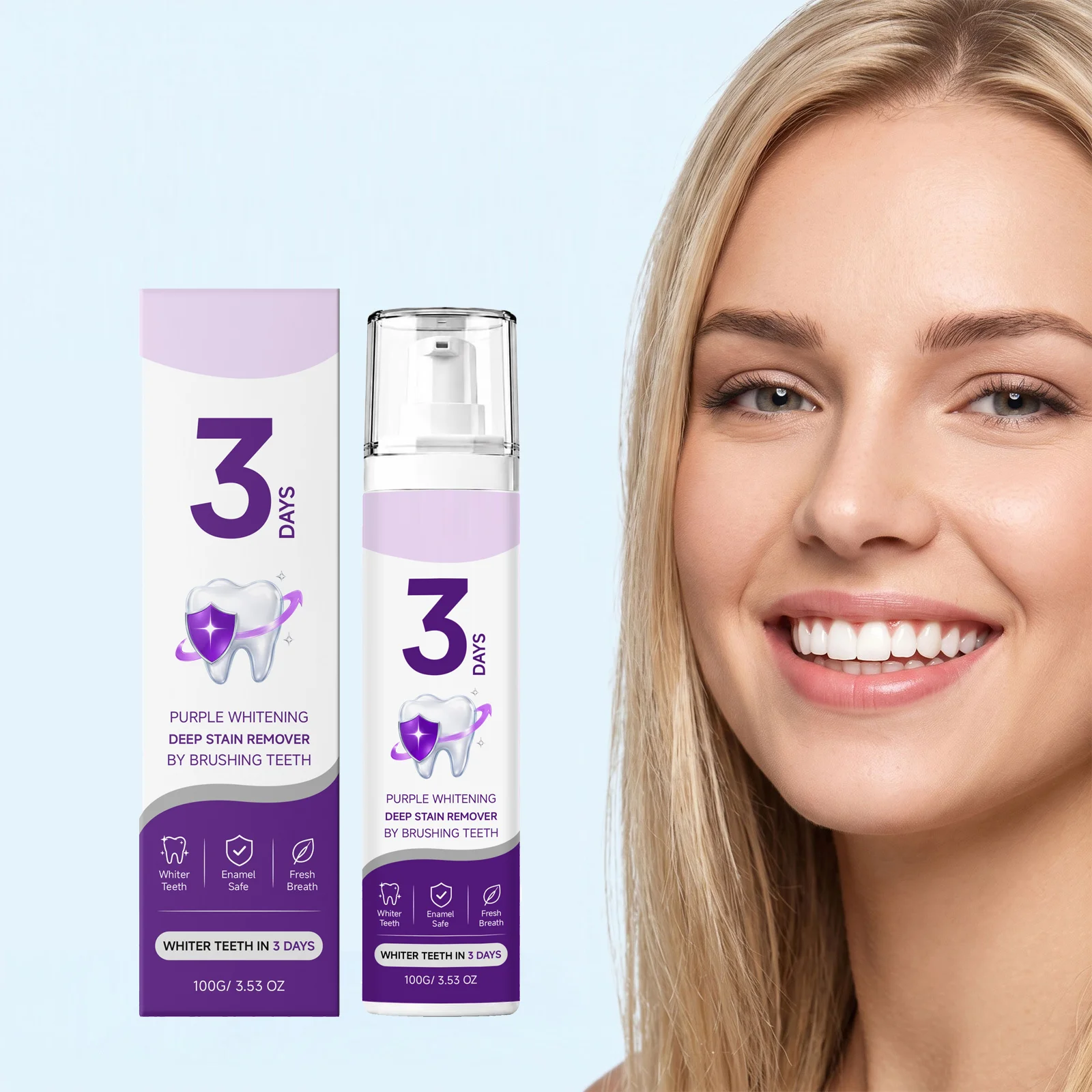 Purple Whitening Toothpaste Cleansing Oral Hygiene Reduce Stains Protect Gums Fresh Breath Remove Yellow Teeth Teeth Care Tool