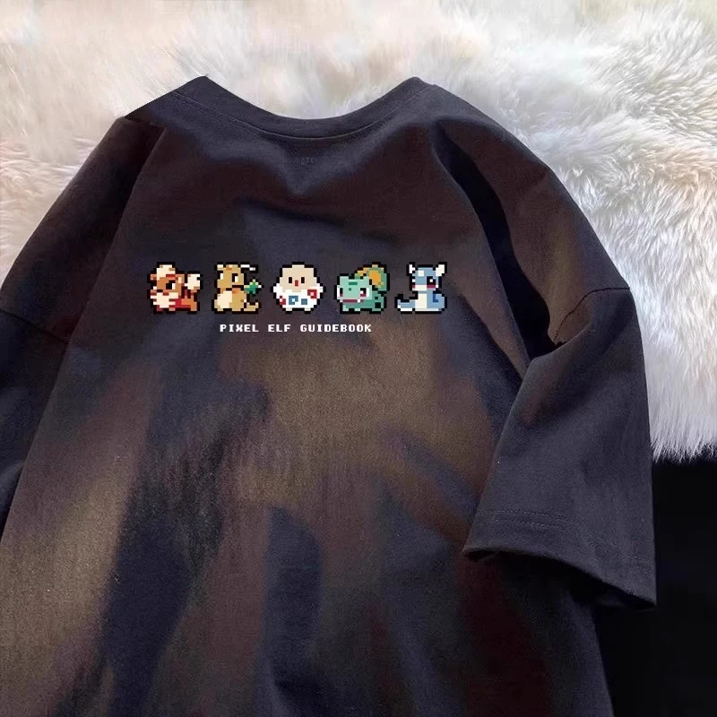 

Summer Pokémon Pikachu T-shirt Pure Cotton Breathable Fashion Versatile Unisex Streetwear Casual Oversized Loose Short Sleeve