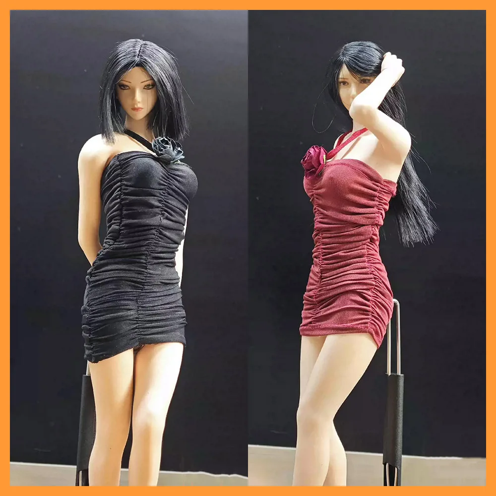 

1/6 Scale Female Soldier Sexy Tight Tube Dress Off-shoulder Mini Elastic Wrinkles Hip Skirt Model for 12" Action Figure Body Toy