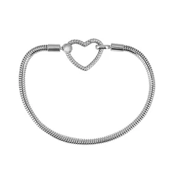 Trendy Stainless Steel Love Heart Sliding Pulsera Bracelet Multi Snake Chain Sparkling Disc Mouse Heart Clasp Bangle