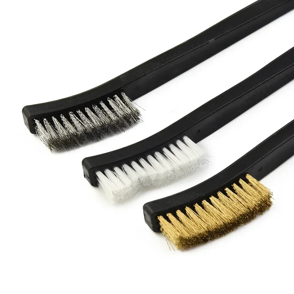 5Pcs Hand Brush Double Head Wire Brush Steel Brass Nylon Cleaning Brush 170mm For Metal Rust Removal Polishing Manual Tools