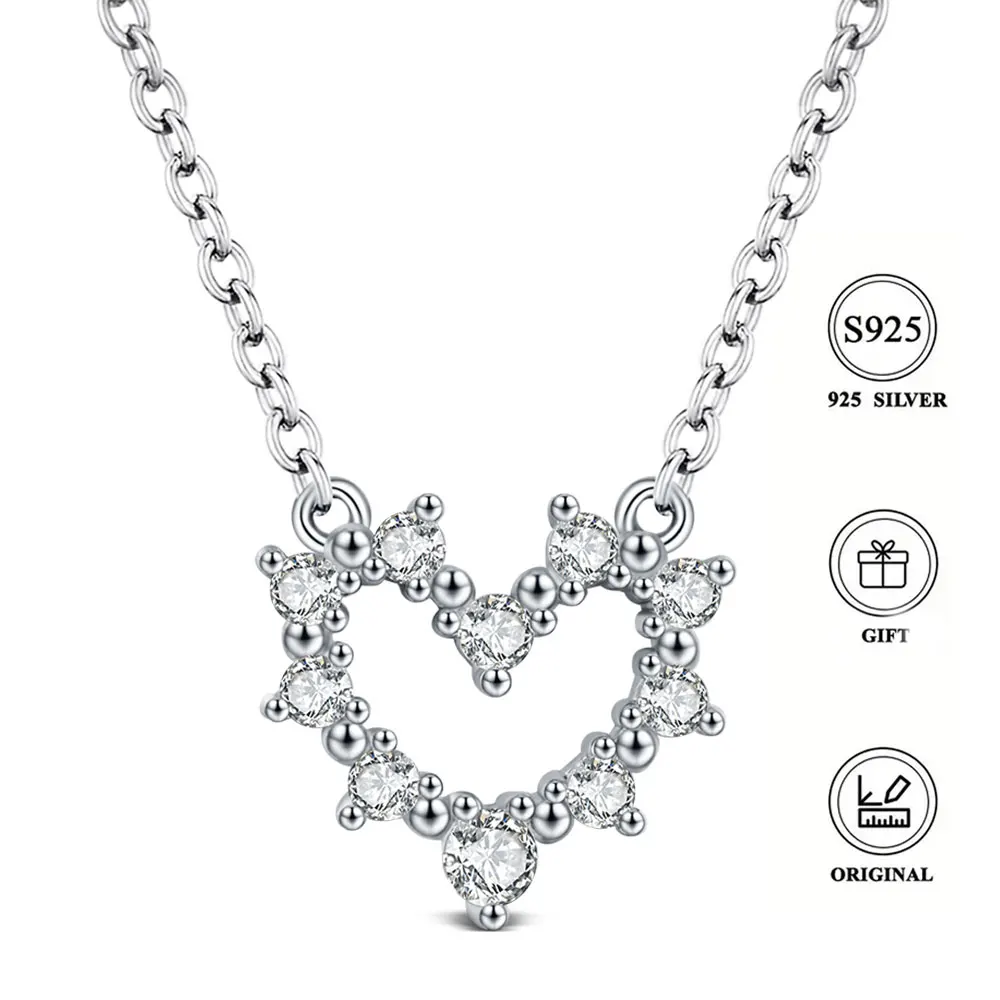 

Ожерелье из стерлингового серебра 925 пробы с сердцем и бусинами, женское ожерелье-цепочка в виде змеи, свадебные украшения для помолвки, подарки на день рождения, годовщину