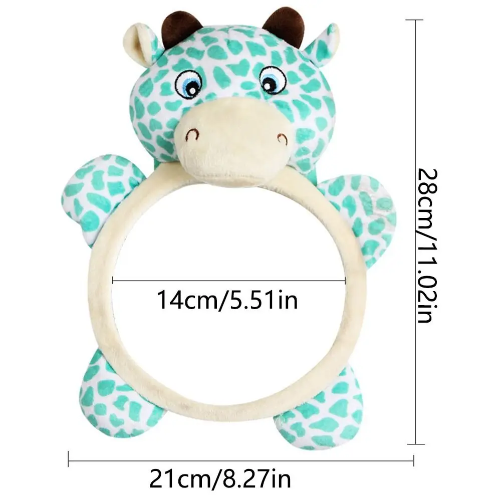 Cute Baby Rear Facing Mirrors Cartoon Plush Toy Soft Seat Headrest Rearview Mirror Clear Reflection Non-slip
