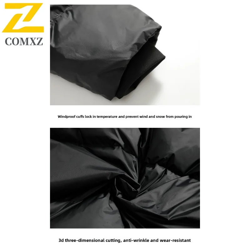 سترة COMXZ بغطاء للرأس طويلة للرجال للتنزه في الهواء الطلق ومقاومة للرياح سترة دافئة لون نقي رحلة مقاومة للرياح معطف شتوي خفيف