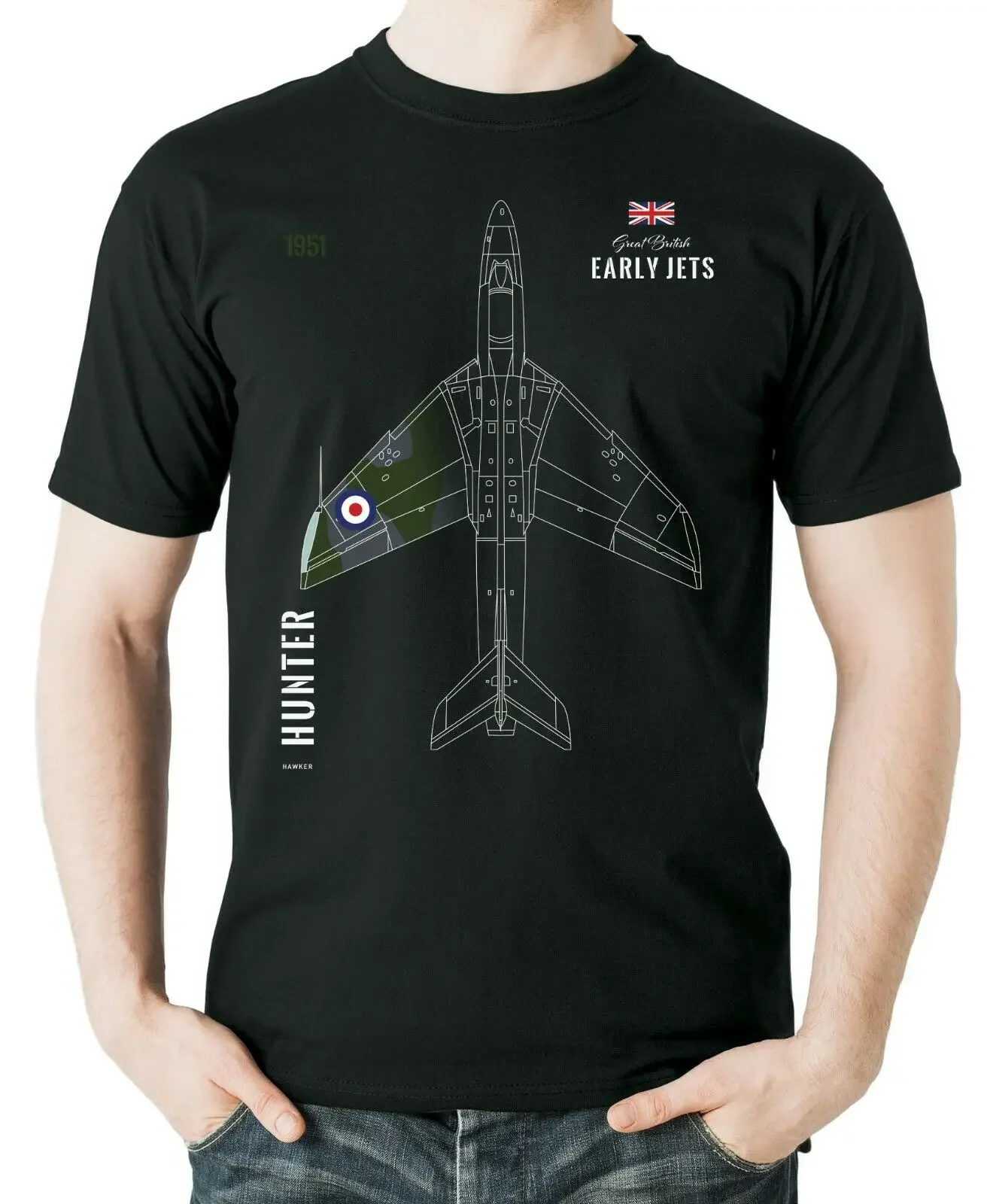 Royal Air Force Hawker Hunter Fighter Aviation T-Shirt 100% Cotton O-Neck Summer Short Sleeve Casual Mens T-shirt Size S-3XL