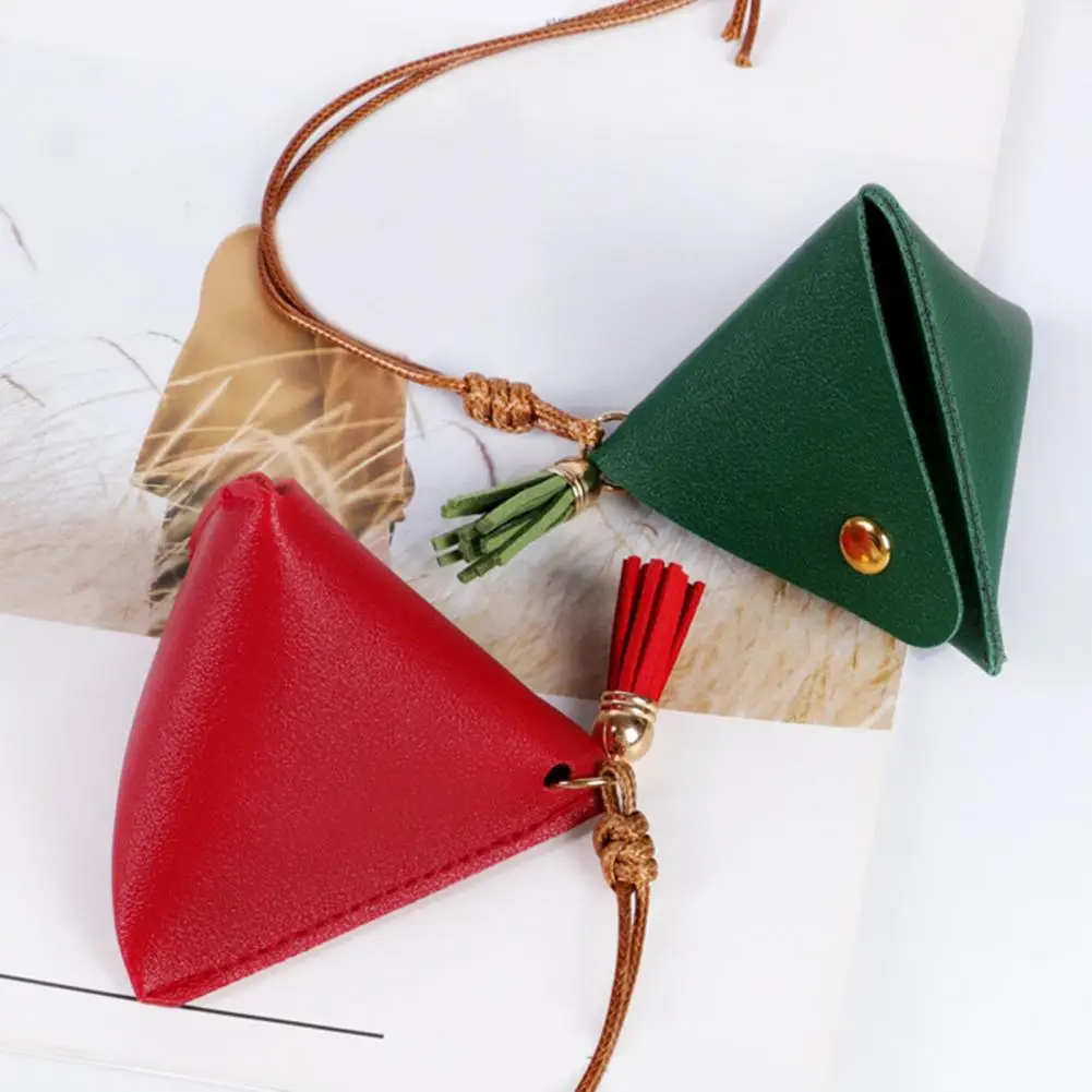 

Coins Bag Lovely Zongzi Design Solid Color Buckle Closure Bright-colored Jewelry Storage Bags Triangle Change Wallet Coin Purse