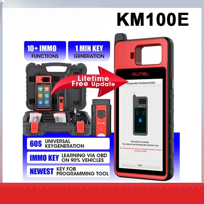 MaxiIM KM100E Key Fob Programming Tool Lifetime Update IMMO Key programmer Built-in APB112 2PCS IKEYs Same as KM100