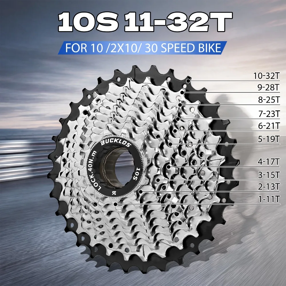 BUCKLOS Bike Sprocket 5/6/7/8/9/10 Speed Thread Freewheel 14-28T 13-28/32T 11-32/36T Cog Compatible