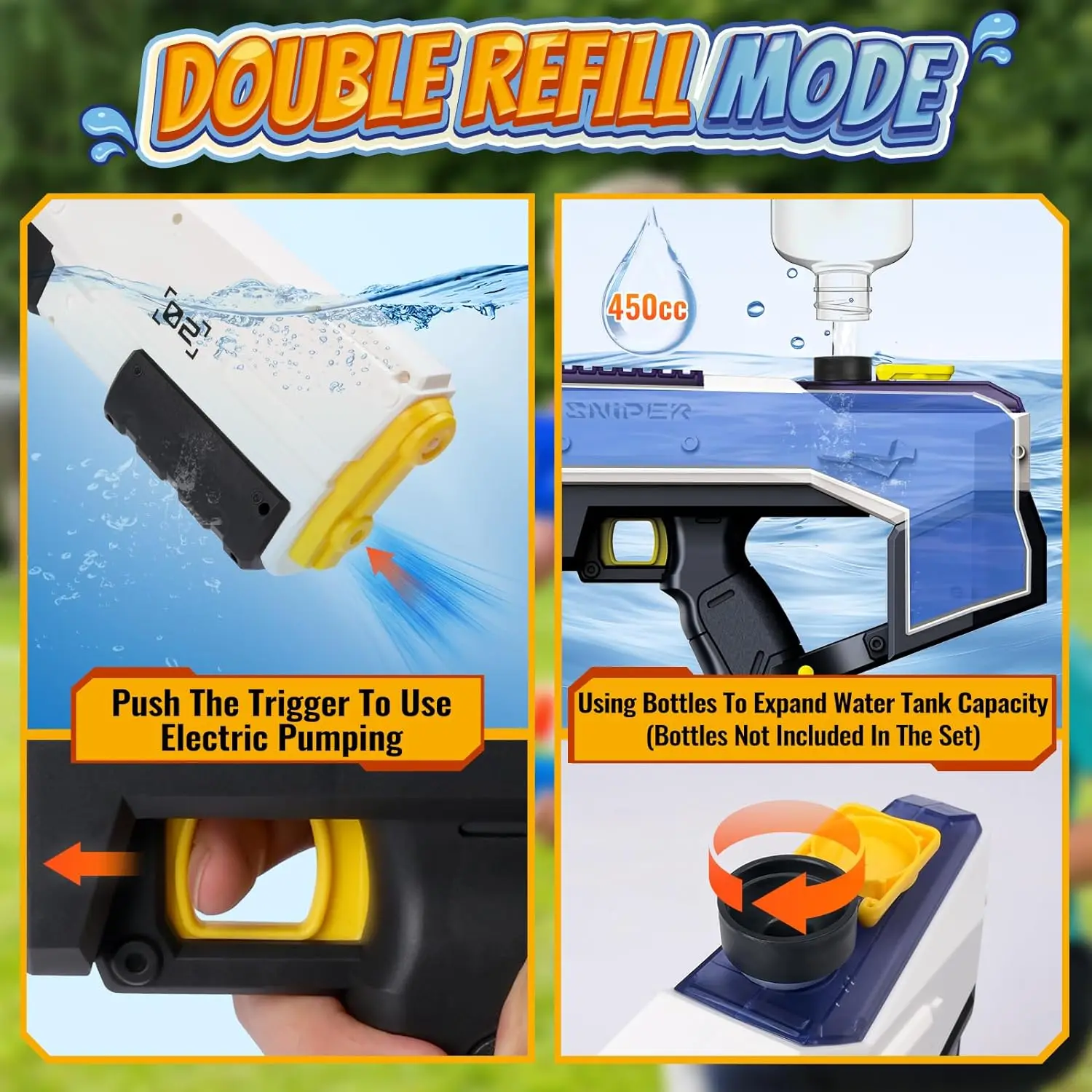 Full Electric Automatic Water Storage Gun ,Portable Children Summer Beach Outdoor Fight Fantasy Toys for Boys Kids Game