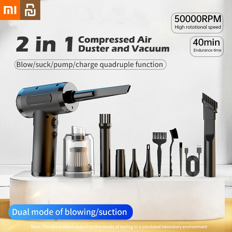 Xiaomi Youpin-aspiradora inalámbrica 2 en 1, 3 velocidades, succión fuerte, colector de polvo de mano, limpiador de soplado de polvo para el hogar