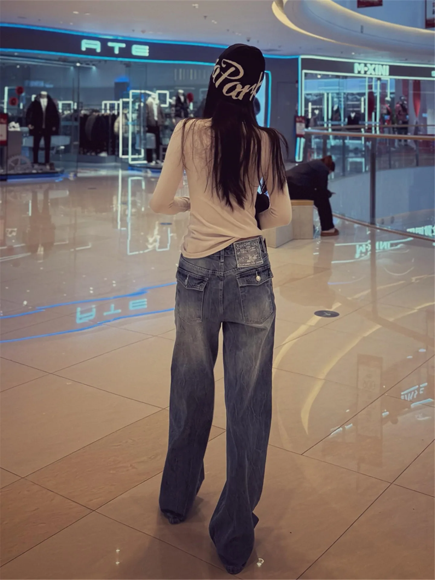 

Retro High Waist Wide Leg Jeans Women's Loose Slimming Extended American Vibe Straight Leg Pants Spring Fashion Ladies' Jeans