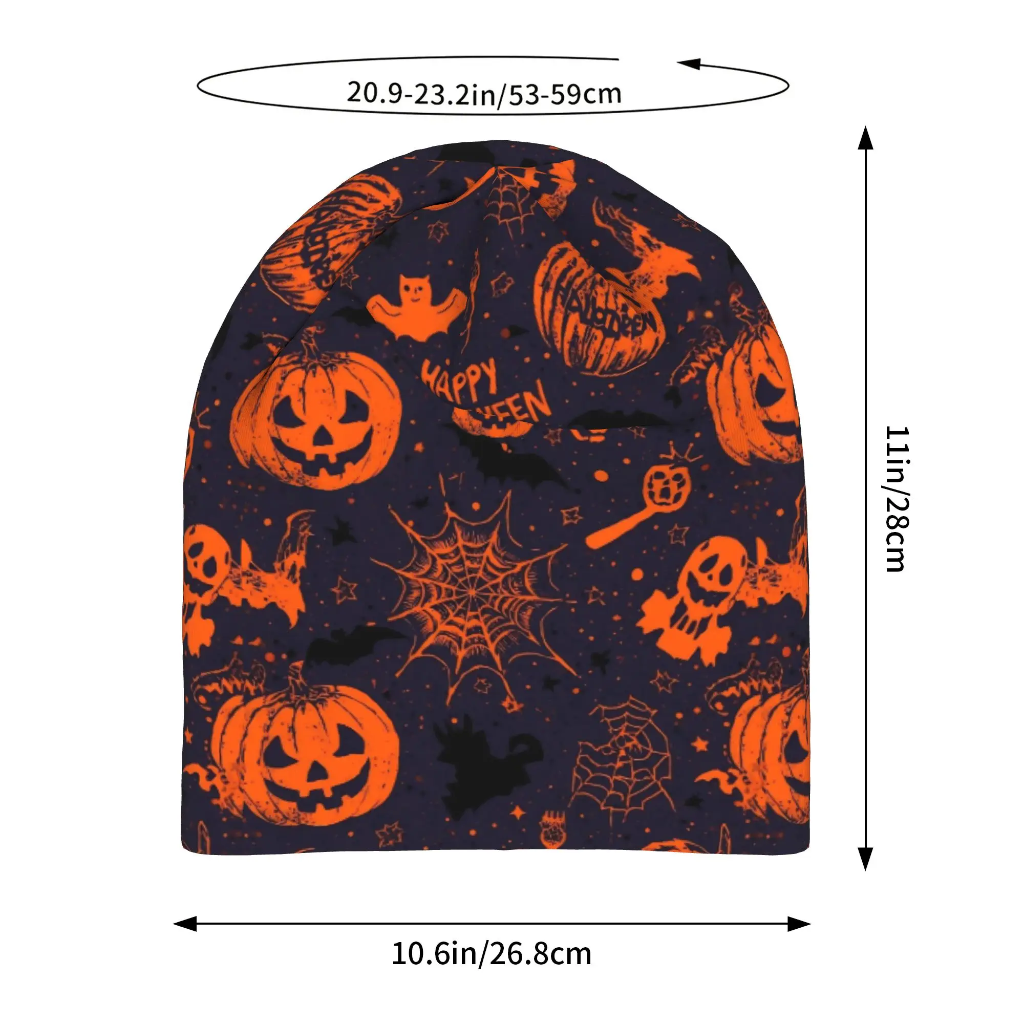 Halloween Ghost Pumpkin Spooky Trick Or Treat Witch Beanie Cap for Men Women Streetwear  Cooling Skull Cap Sweat Wicking