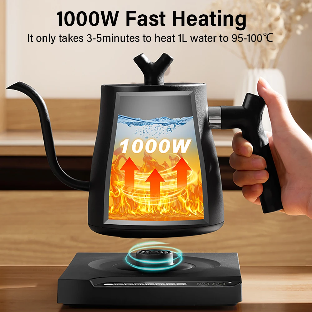 Electric Gooseneck Kettle Hand Brew Coffee Pot 1000ML Temperature Control Rapid Heating Electric Kettle for Coffee Tea 220V/110V