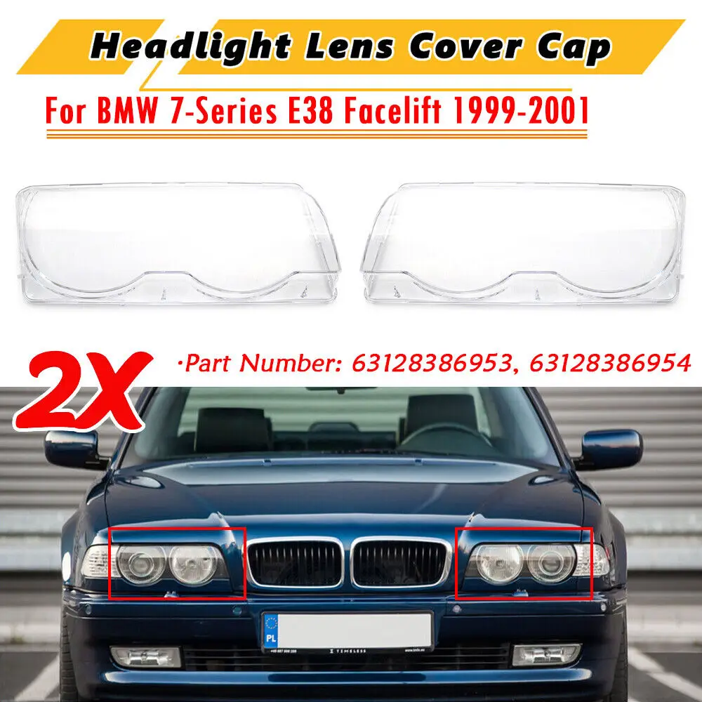 

63128386953 For BMW 7 Series E38 1999~ 2001 728i 730i 735i 740i 750i Car Headlamp Cover Transparent Headlight Lens Shell Shade