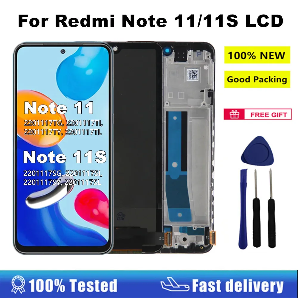 AMOLED LCD For Xiaomi Redmi Note 11 11S LCD Display Touch Screen Digitizer For Redmi Note 11S 2201117TG 2201117TI 2201117SG