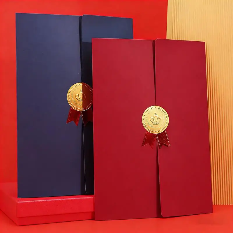 Graduation A4 Award Certificate Holder Three-fold Page Paper Envelope Document Folder Gilding Process Exquisite Diploma Cover