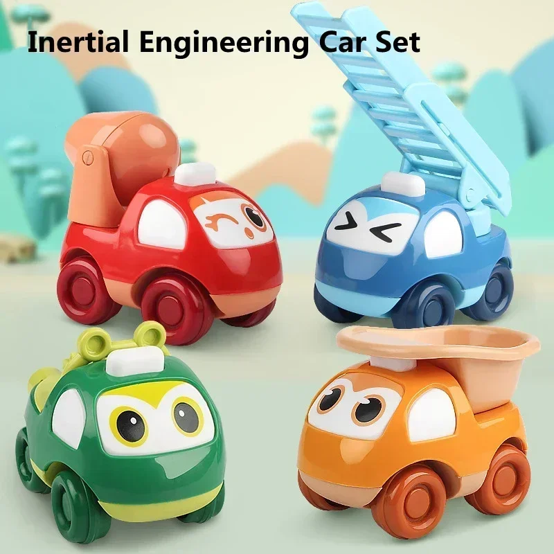 

Cartoon Kids Toy Cute Inertia Car Set Anti-collision Anti-fall Inertial Engineering Work Car Children Boy and Girl Gifts