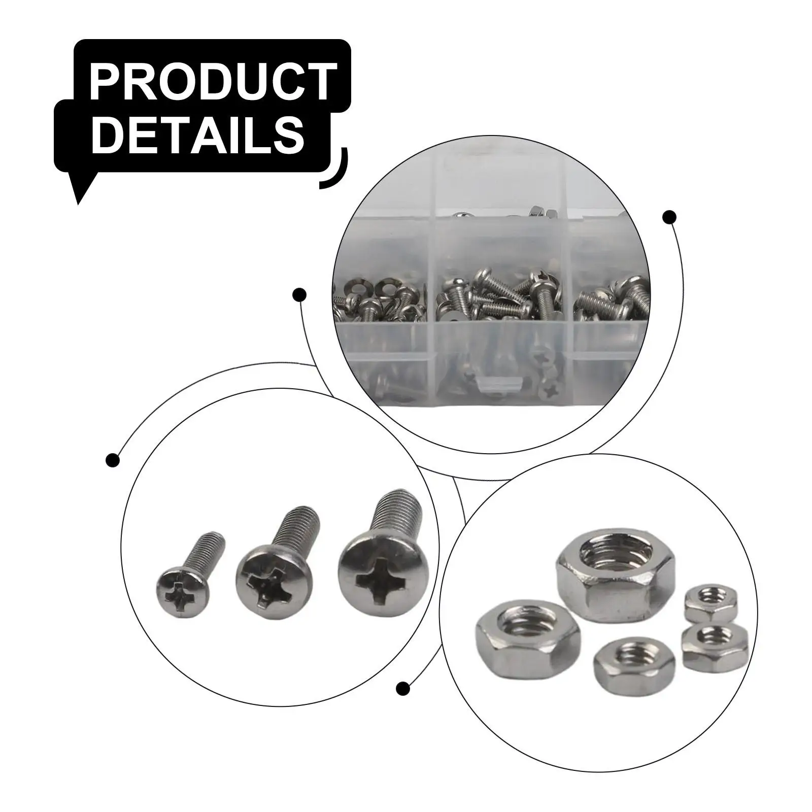 Inclusive Variety Comprehensive Set of 320Pcs Stainless Steel Fasteners with Essential Components for All Your Repair Tasks