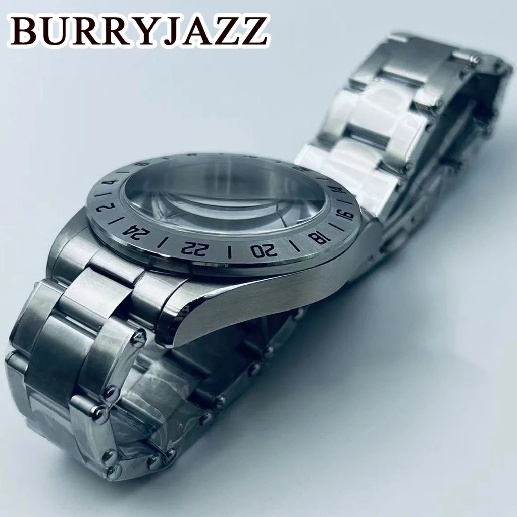 Imagem -03 - Burryjazz Waterproof Stainless Steel Ver Case Sapphire Glass Silver Solid Nh35 Nh36 Nh34 Nh38 Nh70 Nh72 38.8 mm