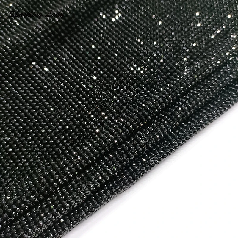 Luxury Sequin Fabric Crystal Material Bling 2MM Aluminum Rhinestone Mesh Glitter Metallic Cloth for DIY Bags Scarf Earrings