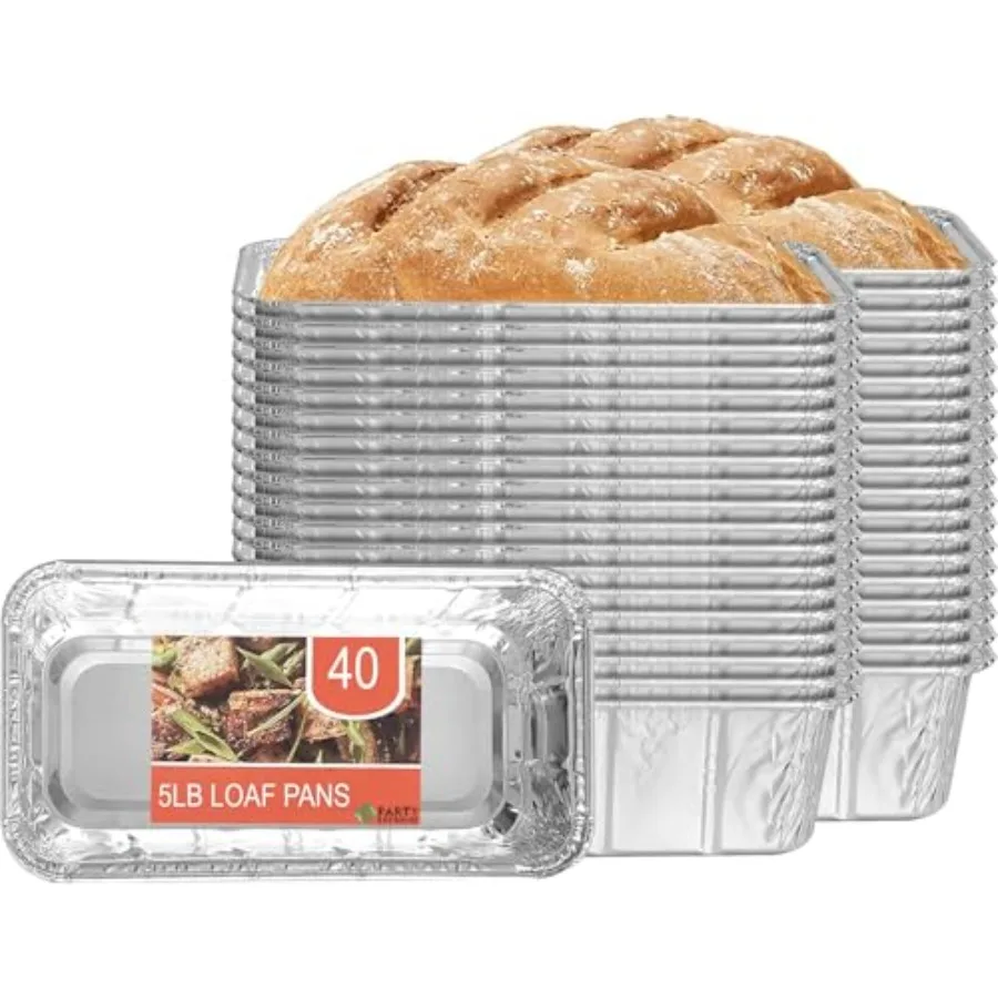 

Loaf Pans Disposable Aluminum Bread Tins Pack Heavy-Duty Oven-Safe Bakeware Max °C for Bread Loaf Meatloaf Cakes Parties and Ev