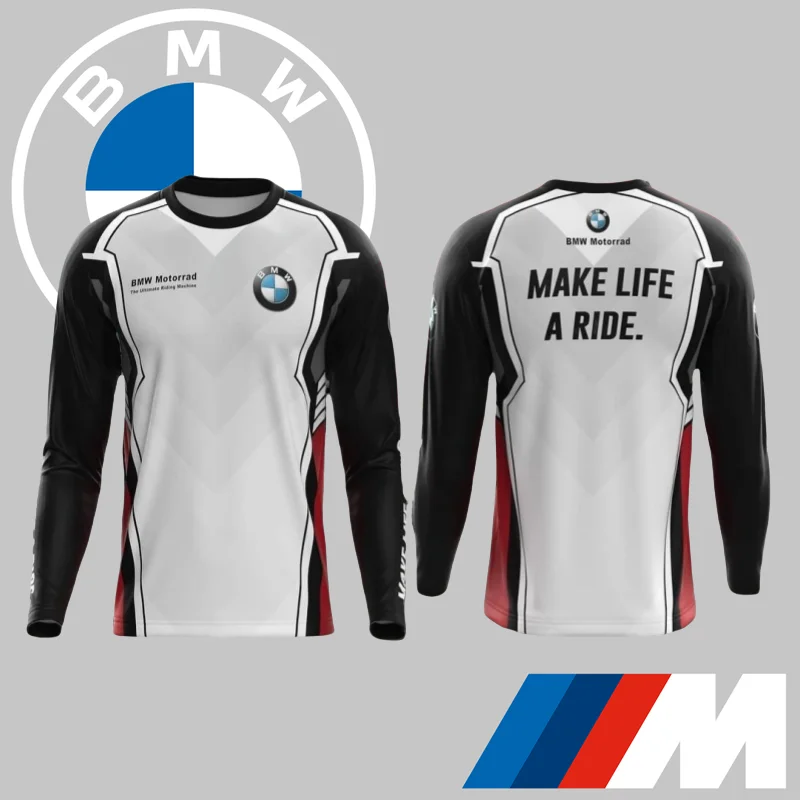 

BMW Мужская быстросохнущая футболка с длинными рукавами, новинка 2025, высококачественная роскошная автомобильная спортивная брендовая футболка, удобный повседневный топ для внедорожного мотоцикла