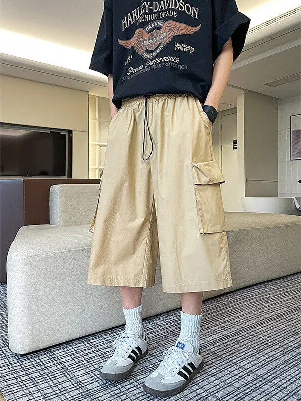 

Мужские летние повседневные брюки из хлопка свободного кроя до колен, модные, дышащие, удобные, прямые, от трендового бренда