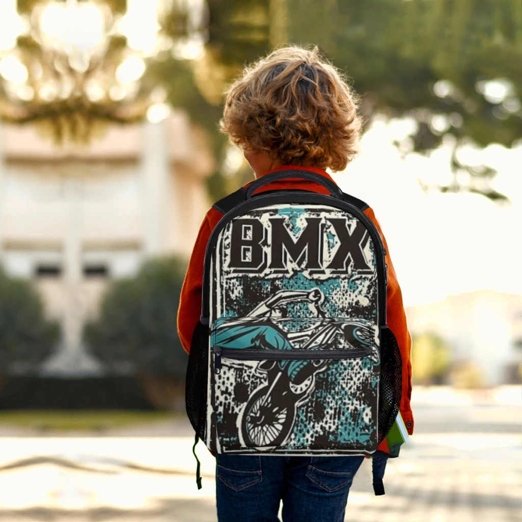 Mochila Retro Bmx Apparel para niños, de estilo libre mochila escolar, bicicleta Bmx Grunge, gran capacidad, 17 pulgadas