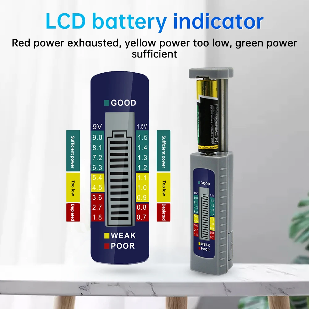 9V Digital Battery Tester LCD Display Universal Battery Portable Capacitance Test Diagnostic Tool For AAA AA Button Cell Lithium